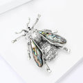 Silver Bee Brooch Abalone Shell Wings Textured Metal Pin view 4