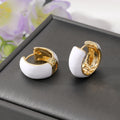 Gold Tone Chunky Color Block Enamel Huggie Hoop Earrings view 5