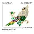 Parrot Brooch In Metal With Green Stones, Multicolor Enamel Feathers, And Clear Crystals view 5