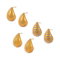 Teardrop Stud Earrings Crystal Side Line Ripple Smooth view 5