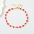 Gold Tone Openwork Multicolor Evil Eye Link Chain Bracelets view 2