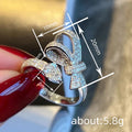 Bow-Knot And Round Clear Stone Adjustable Open Ring In Silver Tone view 4