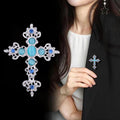Blue Cross Crystal Two Designs Metal Brooch Pin for Jackets and Lapels view 3