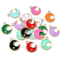 Colorful Enamel Crescent Moon and Star Charms in Eleven Options view 5