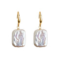 Gold Hook Square Baroque Pearl Drop Earrings Iridescent view 5