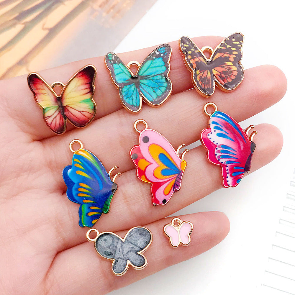 Zinc Alloy Colorful Enamel Butterfly Charm Pendant for DIY Keychain Necklace Bracelet