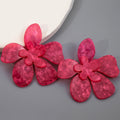 Resin Five-Petal Flower Stud Earrings Magenta And Black view 2