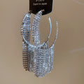 Crystal Mesh Fringe Hoop Earrings in Three Finishes view 8