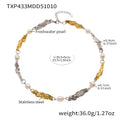 Freshwater Pearl Stainless Steel Irregular Link Necklace Bracelet view 11