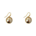 Gold Tone Polished Round Ball Fishhook Drop Earrings view 5