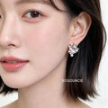 Silver Tone Sculpted Vine Pearl Cluster Stud Earrings For Women view 2