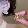 Rose Cluster Clip On Earrings In Two Metallic Tones view 2