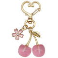 Pink Cherry Strawberry and Blossom Metal Clasp Keychain Set view 5