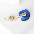 Enamel Lotus Leaf Brooch Pearl Accents Rhinestone Flower view 3