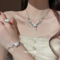 Silver White Rose Flower Bracelet Pearls Crystal Accents view 1