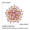 Round Crystal Branch Flower Brooch in 4 Color Options view 7