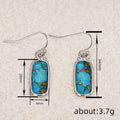 Silver Rectangular Turquoise Look Fishhook Earrings view 4