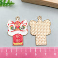 Enamel Zinc Alloy Lion Dance Charm Pendant for DIY Keychain Bracelet Necklace Jewelry