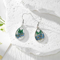 Teardrop Dried Flower Resin Drop Earrings Silver Hooks view 3