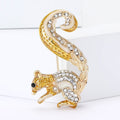 Enamel Rhinestone Squirrel Brooch Gold Tone Animal Pin view 2