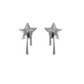 Silver Tone Liquid Dripping Star Stud Earrings For Women view 5