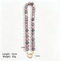 Marbled 12mm Round Bead Necklace With Gold Tone Ring Clasp view 6