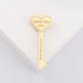 Heart Key Brooch I Love You 520 Engraved Silver Gold view 7