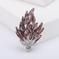 Crystal Wheat Spray Brooch In Metal With Marquise Crystals Arranged As A Rising Plume view 2