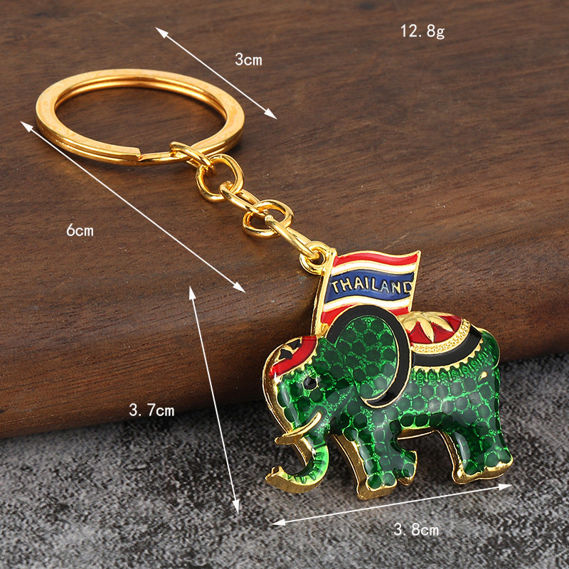 Colorful Elephant Flag Zinc Alloy Keychain Gift Pendant