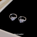 Silver Tone Crystal Star Huggie Hoop Earrings Fashion Jewelry view 4