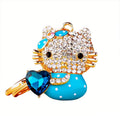 Jeweled Bow Cat Keychains Holding Heart-Shaped Gems in Four Colors view 5