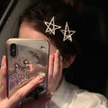 Silver Tone Open Star Hair Clip With Double Crystal Outlines view 3