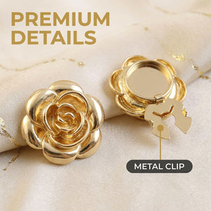 Silver And Gold Tone Rose Flower Shirt Button Covers