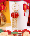 Red Lantern Tassel Keychains in Plain and Fortune Braided Configurations view 3