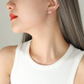 U-Shape Tube Chain Drop Stud Earrings Gold Steel Pair view 6