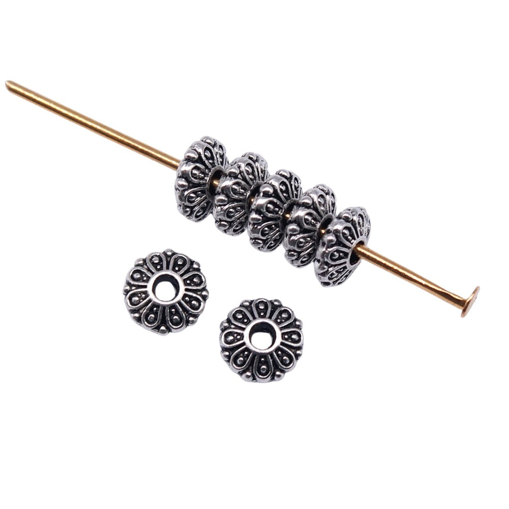 6x6x2mm 0.21g Multicolor Zinc Alloy Flat Round Spacer Beads and Washer Beads for Bracelet DIY Jewelry