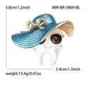 Enamel Tooth in Hat Brooch in Purple and Blue for Jackets and Scarves view 7