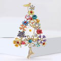 Colorful Floral Christmas Tree Brooch with Bird Topper view 2