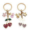 Four Pink Red and Brown Cherry Heart Metal Keychain Designs view 5