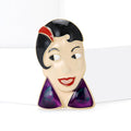Enamel Lady Face Brooch Gold Tone Green Purple Collar Styles view 3