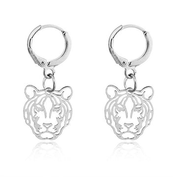 Mini Metal Charm Hoop Earrings Tiger Plane Bee Heart Disc