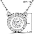 Silver Tone Round Bezel Halo Pendant Necklace Polished Jewelry view 2