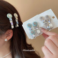 Silver Resin Disk Crystal Bow Duckbill Hair Clip Sets view 1
