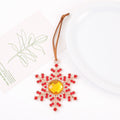 Gold Red Rhinestone Snowflake Christmas Hanging Ornament view 3