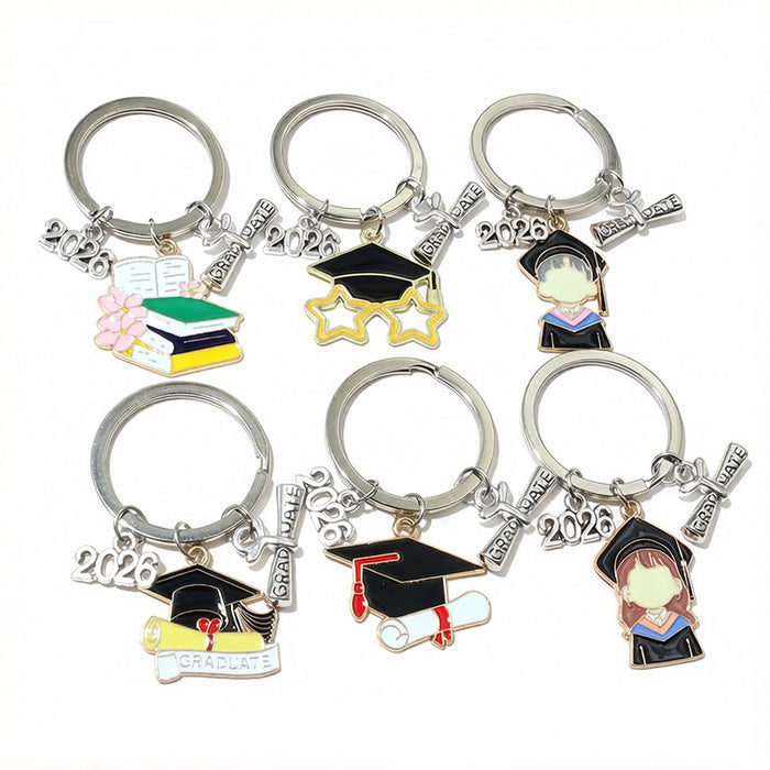 Graduation Cap Keychains in Twelve Colorful School Designs
