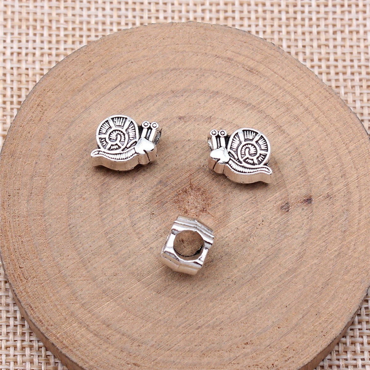 13x9mm 1.8g Antique Silver Zinc Alloy Snail Large Hole Beads for DIY Bracelet Necklace Making