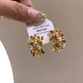 Gold Tone Layered Flower Stud Earrings for Women Fashion Jewelry view 4