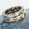 Three Piece Two Tone Stacking Ring Set Metal Jewelry Design view 2