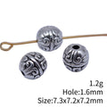 Carved Round Small Hole Spacer Beads in Two Antique Finishes view 3
