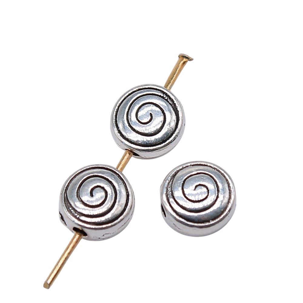 8x8x4mm 0.9g Multicolor Zinc Alloy Swirl Thread Small Hole Beads for Bracelet Necklace DIY Jewelry Making